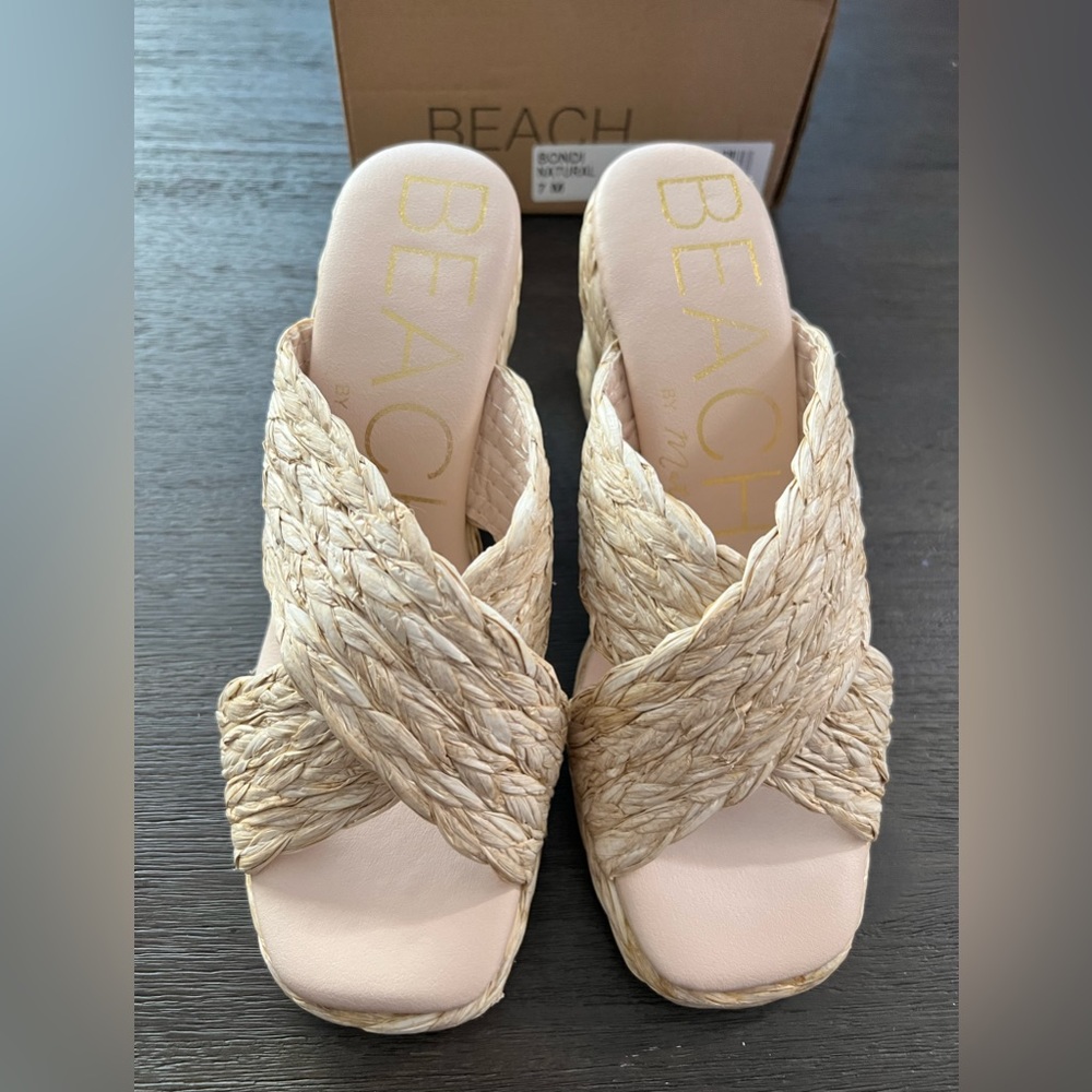 Natural Bondi Wedge Heels brand new